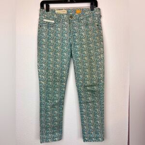 Pilcro & The Letterpress NWOT green and peach tiny floral skinny jeans runs big